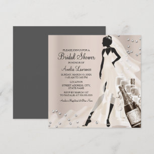 Chic Braut & funkelnde Diamant-Brautjungferparty 2 Einladung