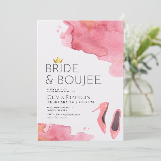 Chic Braut und Boujee Brautparty Einladung (Stehend Vorderseite)