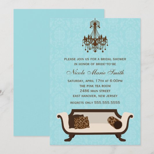 Chic-Brautparty Einladung (Vorne/Hinten)