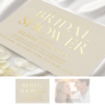 Chic Brautparty Foto Typografie Beige Gold