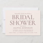 Chic Brautparty Foto Typografie Blassrosa Einladung (Vorderseite)