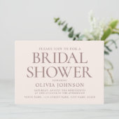 Chic Brautparty Foto Typografie Blassrosa Einladung (Stehend Vorderseite)