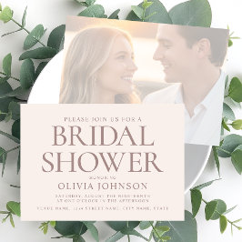 Chic Brautparty Foto Typografie Blassrosa Einladung