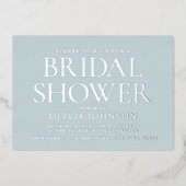 Chic Brautparty Foto Typografie Grau Silver Folieneinladung (Vorderseite)