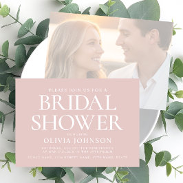 Chic Brautparty Foto Typografie Hochzeitrosa Einladung