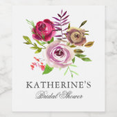 Chic Brautparty Fuchsia Pink Blütencreme Weinetikett (Einzelnes Label)