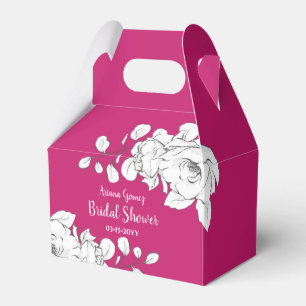 Chic Brautparty Magenta Weiße Blume Geschenkschachtel