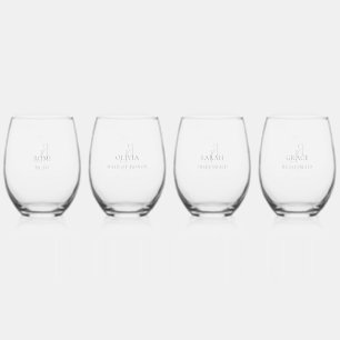 Chic Brautparty Wedding Monogram 4 Trinkbehälter S Weinglas Ohne Stiel