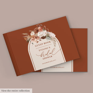 Chic brennen orange Pampas boho Bridal Gästebuch