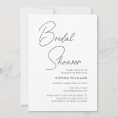 Chic Bridal Shower Modern Script Teal Stripes Einladung (Vorderseite)