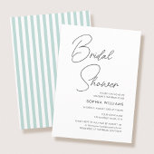 Chic Bridal Shower Modern Script Teal Stripes Einladung
