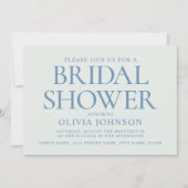 Chic Bridal Shower Photo Typography Pale Blue Einladung (Vorderseite)