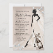 Chic Bride beige Sparkle Diamond Brautparty Einladung (Vorderseite)