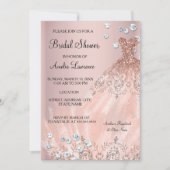 Chic Bride Blush rosa Kleid Diamond Brautparty Einladung (Vorderseite)