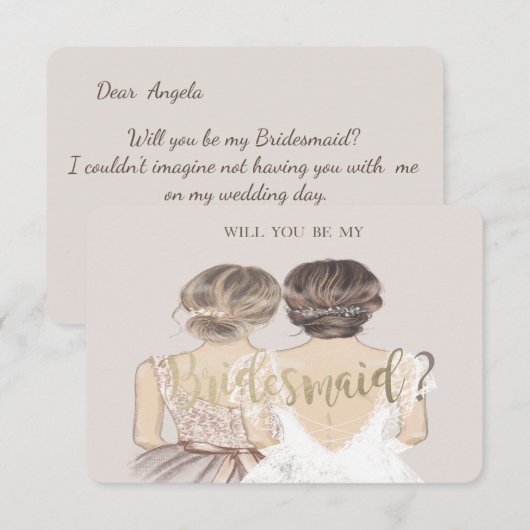 Chic Bride & Bridesmaid, Bridesmaid Card Einladung (Vorne/Hinten)