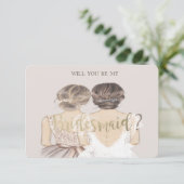 Chic Bride & Bridesmaid, Bridesmaid Card Einladung (Stehend Vorderseite)