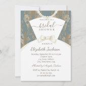 Chic Bride Dress Damask Brautparty Einladung (Vorderseite)