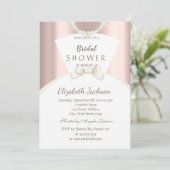 Chic Bride Dress Rose Gold Brautparty Einladung (Stehend Vorderseite)