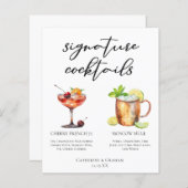 Chic Bride Groom Signature Cocktails Hochzeitsmenü (Vorne/Hinten)