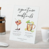 Chic Bride Groom Signature Cocktails Hochzeitsmenü Sockelschild (In SItu)