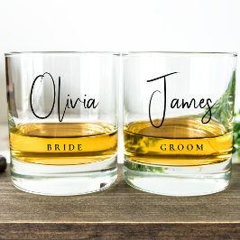 Chic Bride Groom Wedding Whiskyglas