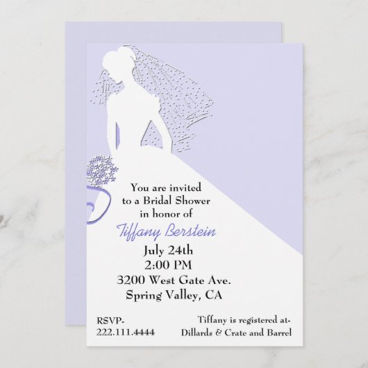 Chic Bride in Veil Bridal Dusche Einladung (Vorne/Hinten)