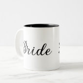 Chic "Bride" Script Schwarz und Weiß Zweifarbige Tasse (Vorderseite Links)