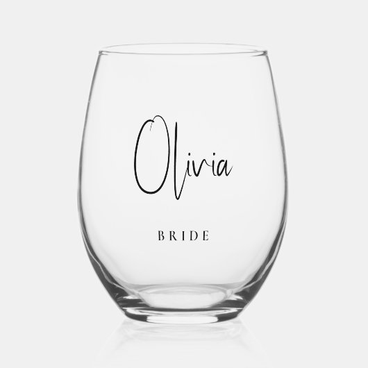 Chic Bride Wedding Weinglas Ohne Stiel (Vorderseite)