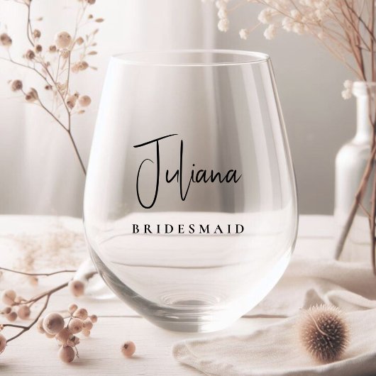 Chic Bridesmaid Brautparty Weinglas Ohne Stiel