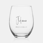 Chic Bridesmaid Brautparty Weinglas Ohne Stiel (Vorderseite)