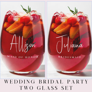 Chic Bridesmaid Trauzeugin Wedding Weinglas Ohne Stiel