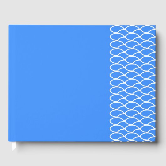 Chic Bright Blue Right Offset Tile Waves Muster Gästebuch (Vorderseite)