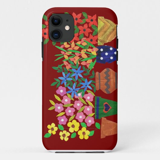 Chic Bright Collage Blume über Maroon Case-Mate iPhone Hülle (Rückseite)