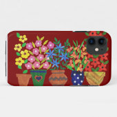 Chic Bright Collage Blume über Maroon Case-Mate iPhone Hülle (Rückseite (Horizontal))