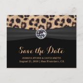 Chic Bright Diamond Leopard Hochzeit speichern Sie Ankündigungspostkarte (Vorderseite)
