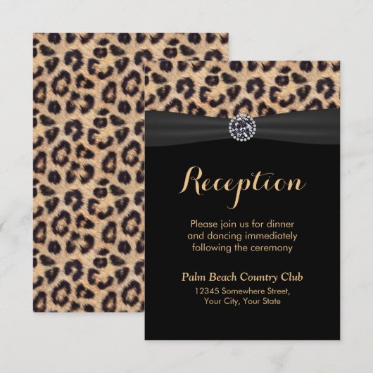 Chic Bright Diamond Leopard Hochzeitsempfang Einladung (Vorne/Hinten)