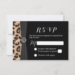 Chic Bright Diamond & Leopard Print Wedding RSVP Karte