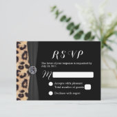 Chic Bright Diamond & Leopard Print Wedding RSVP Karte (Stehend Vorderseite)