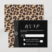 Chic Bright Diamond & Leopard Print Wedding RSVP Karte (Vorne/Hinten)