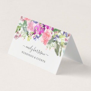 Chic Bright Floral Blush Faltenkarte Visitenkarten