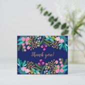 Chic Bright Floral Vielen Dank Postcard Postkarte (Stehend Vorderseite)