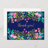 Chic Bright Floral Vielen Dank Postcard Postkarte (Vorne/Hinten)