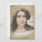 Chic Bright Gold Glitzer Ombre Foto Abschluss Einladung (Vorderseite)