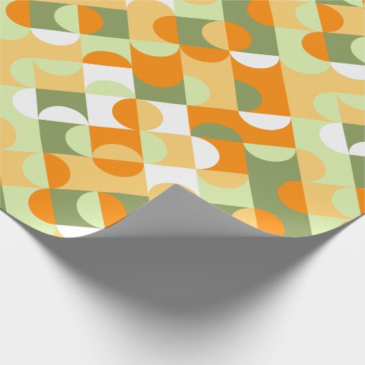 Chic Bright Green Sunny Orange Circles Art Pattern Geschenkpapier (Ecke)