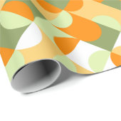 Chic Bright Green Sunny Orange Circles Art Pattern Geschenkpapier (Rolleneckpunkt)