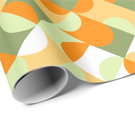 Chic Bright Green Sunny Orange Circles Art Pattern Geschenkpapier (Rolleneckpunkt)