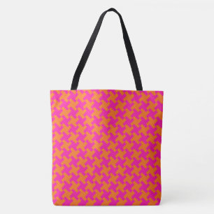 Chic Bright Orange Shock Pink Dogzahnmuster Tasche