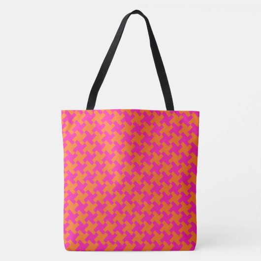 Chic Bright Orange Shock Pink Dogzahnmuster Tasche (Vorderseite)