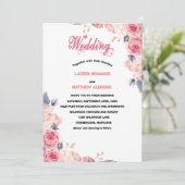 Chic Bright Pink Watercolor Floral Wedding Einladung (Stehend Vorderseite)