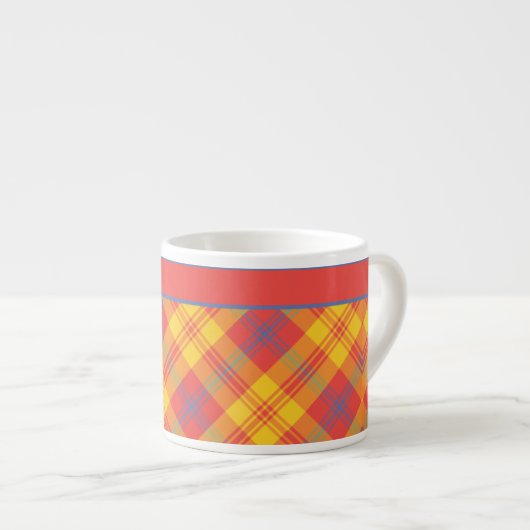 Chic Bright Red Yellow and Blue Kariert Espresso T Espressotasse (Vorderseite Rechts)